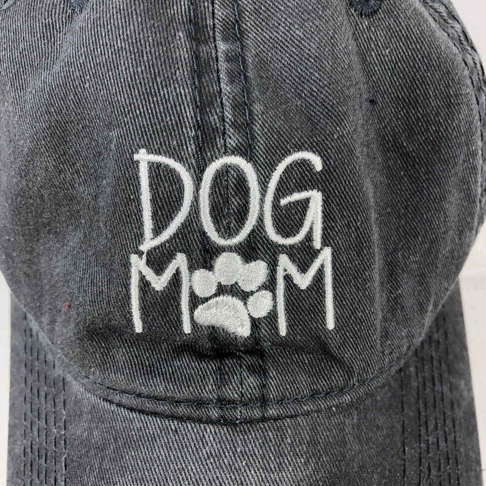 Dog Mom Cap Gray with White Writing Adjustable Strap Back One Size Fits Most OSF - Picture 5 of 11
